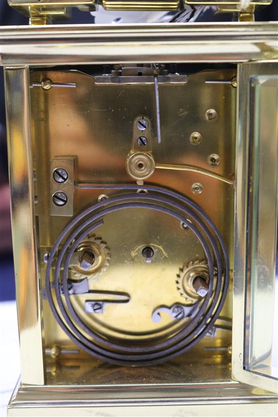 An Edwardian lacquered brass carriage clock, 14.5cm